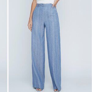 NWT L'Agence Blue Pinstripe Straight Leg Trousers
